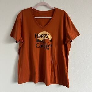 Life Is Good Burnt Orange Happy Camper Short-Sleeve T-Shirt XL Retro Sunset